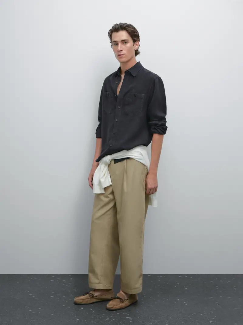 Giacca Camicia Relax Fit - Blu Marino - L - Massimo Dutti - Maschile