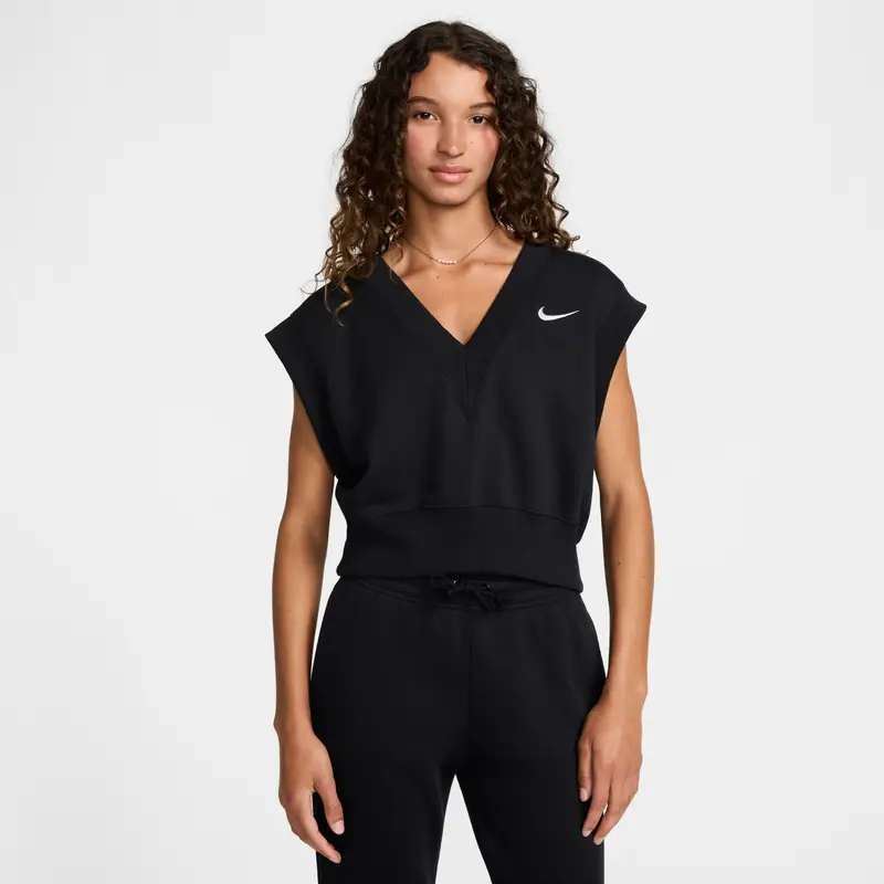 Giacca donna senza maniche con scollo a V Nike Phoenix Fleece