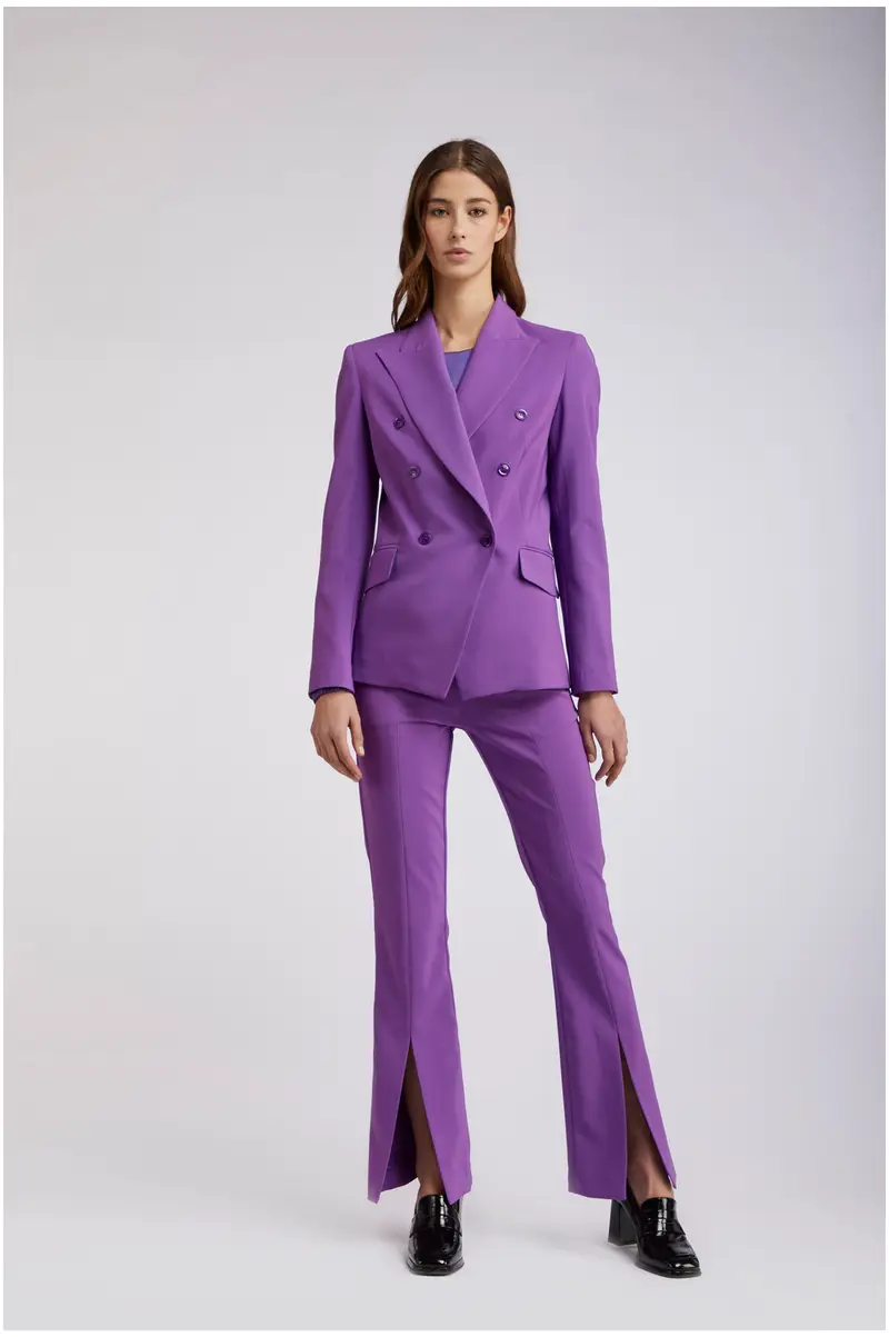 giacca doppiopetto tessuto bielastico viola 40
