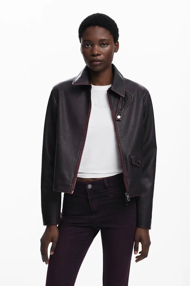 Giacca effetto pelle bordeaux