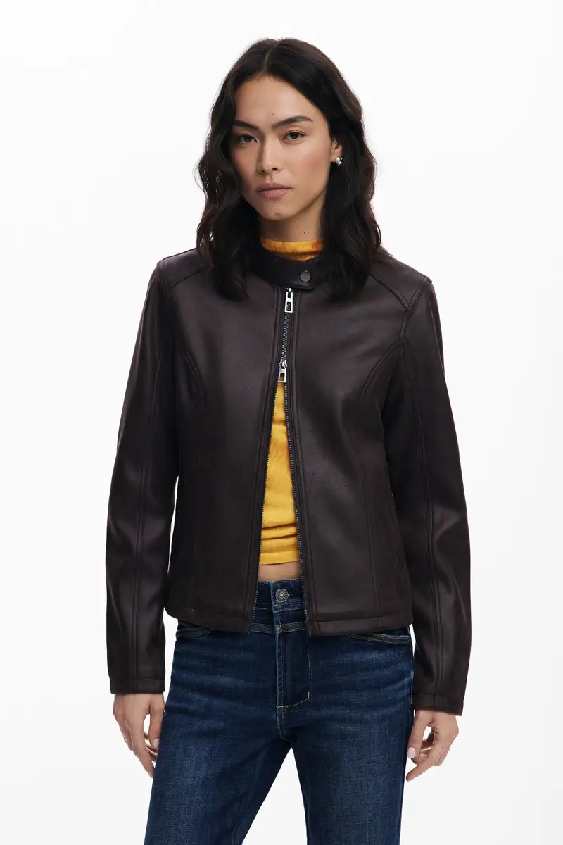 Giacca effetto pelle combinata