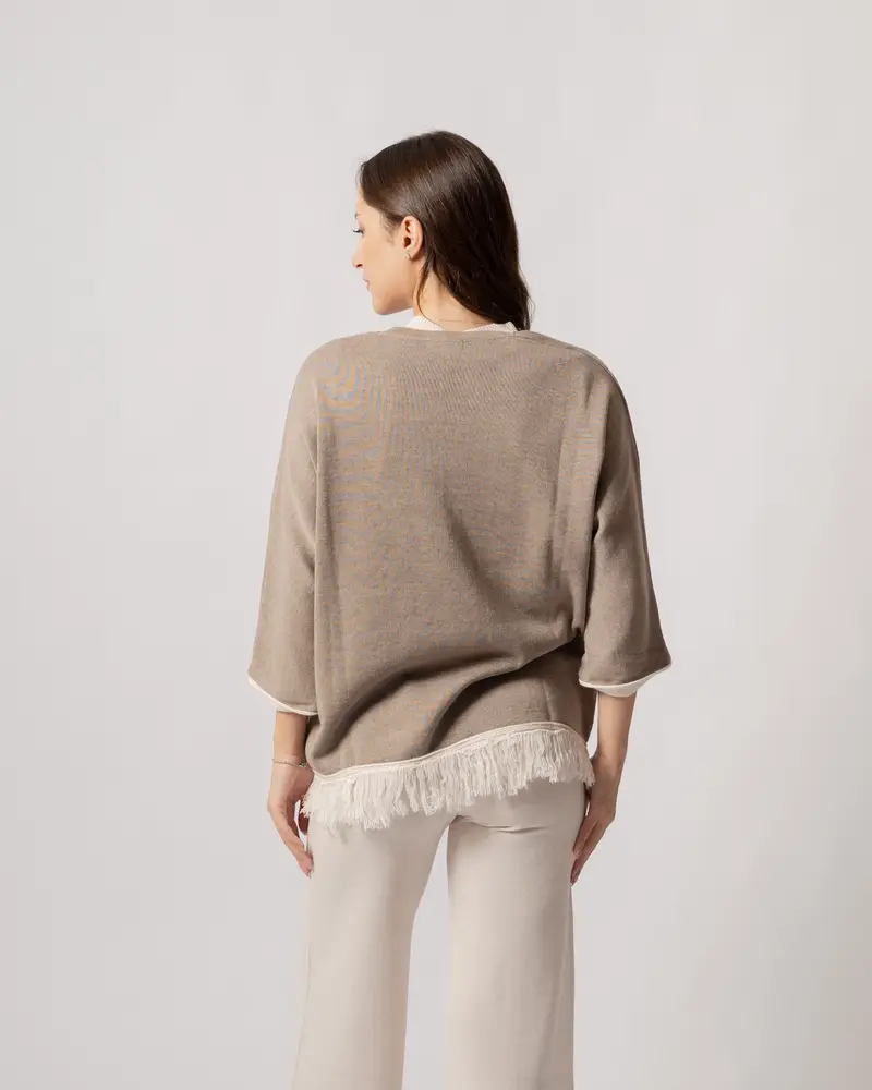 Giacca frange beige miniatura 2