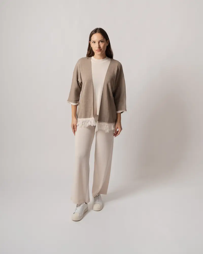 Giacca frange beige miniatura 3