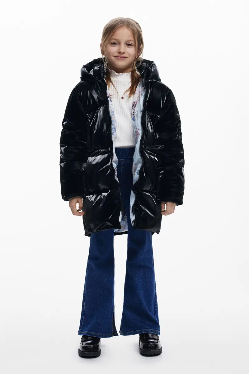 Giacca imbottita lunga e lucida