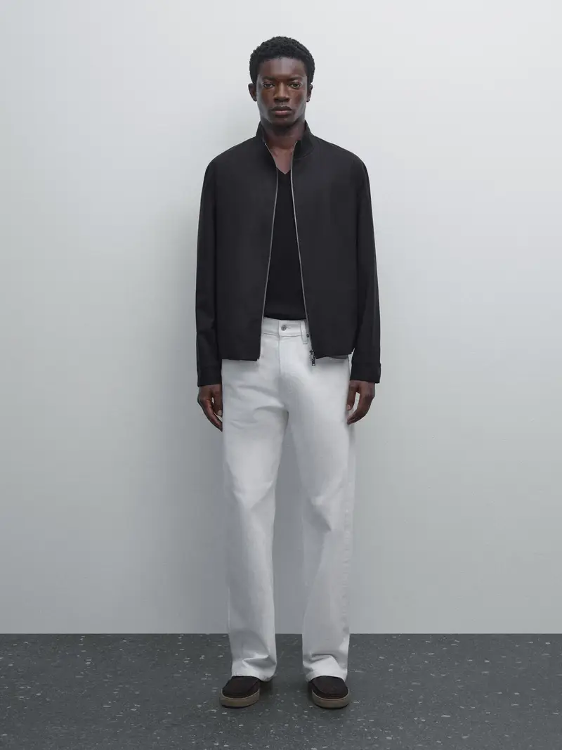 Giacca In Misto Lana - Blu Marino - Xxl - Massimo Dutti - Maschile