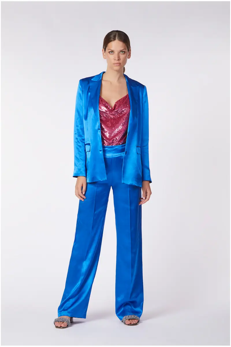 giacca in raso due bottoni zaffiro 38