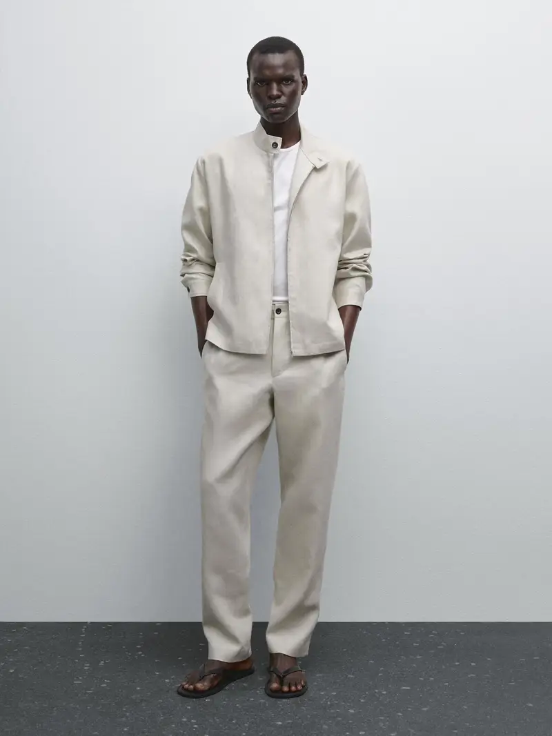 Giacca Leggera 100% Lino - Beige Chiaro - L - Massimo Dutti - Maschile