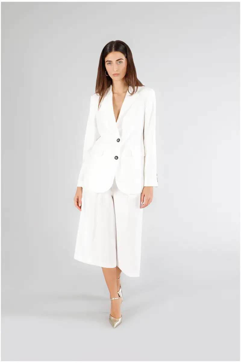 giacca monopetto in twill latte 42