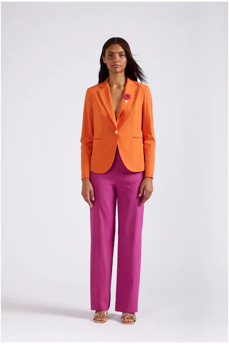 giacca monopetto tessuto superstretch arancio 40