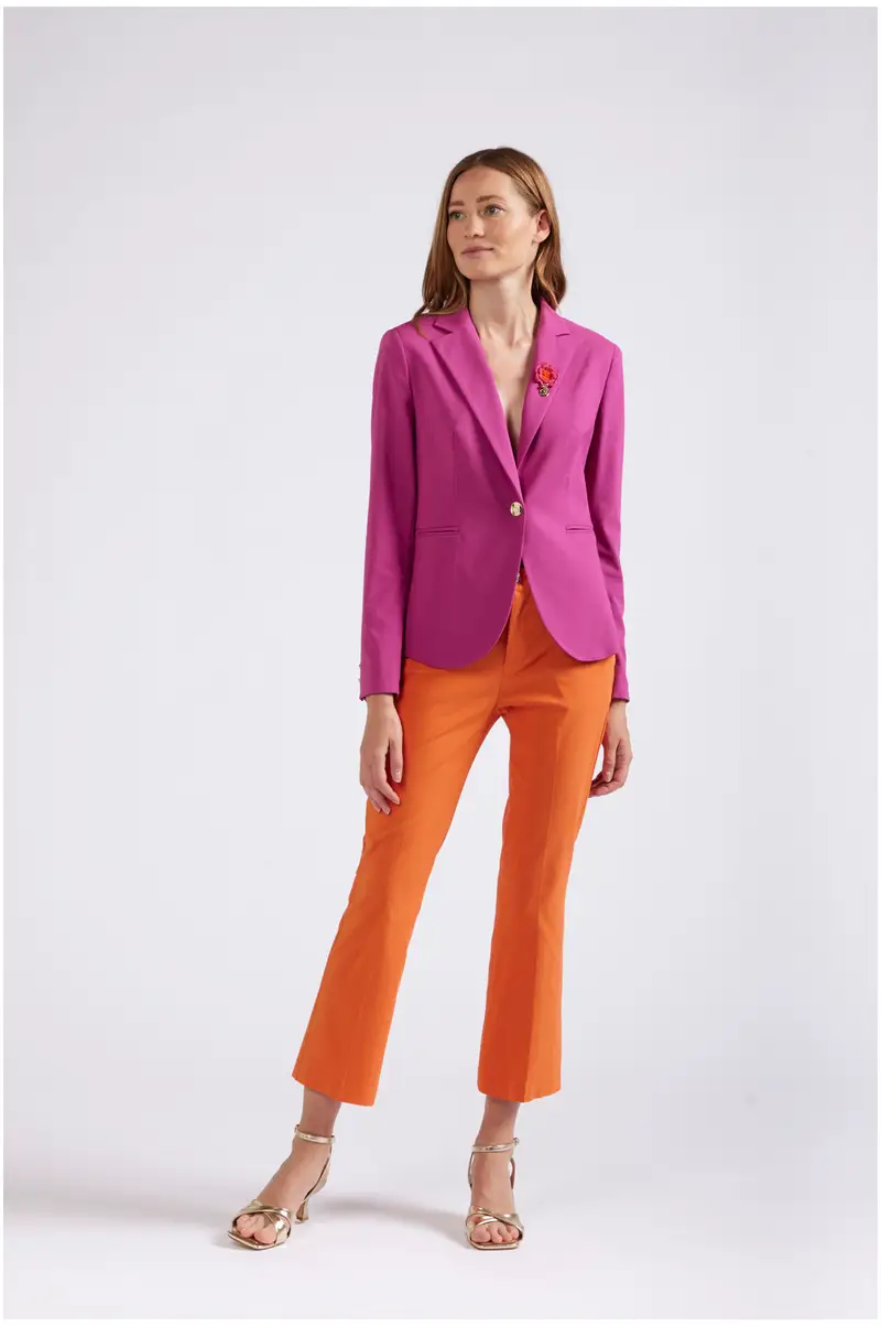 giacca monopetto tessuto superstretch fuxia