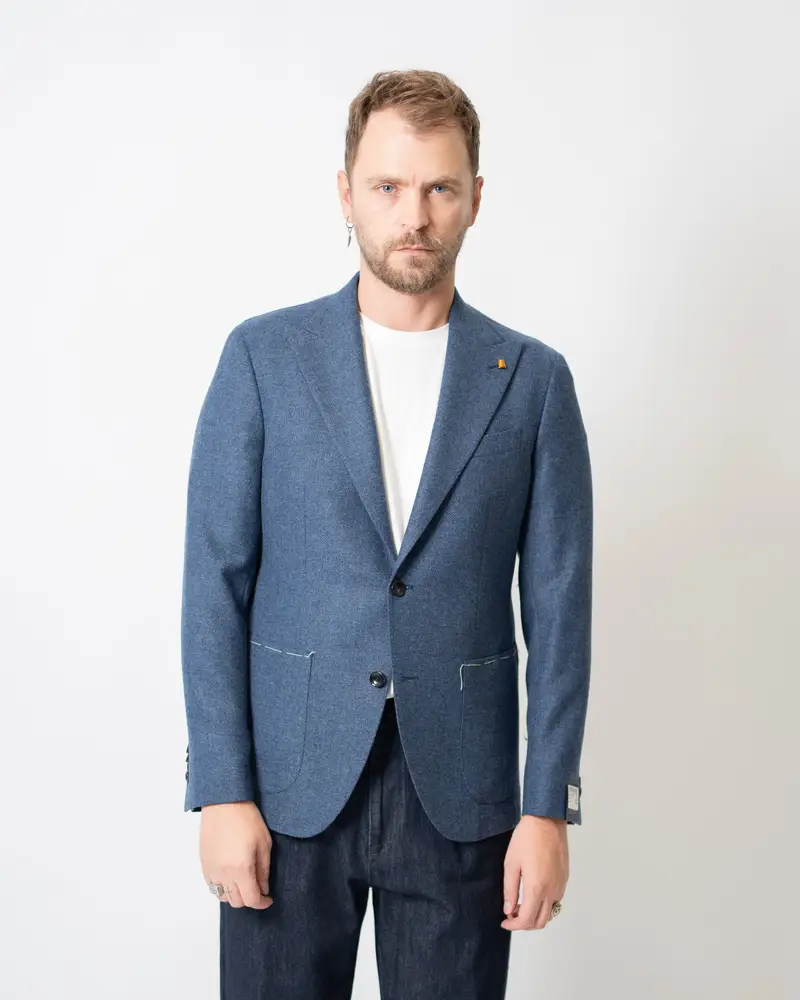 Giacca Monopetto tweed Bluette
