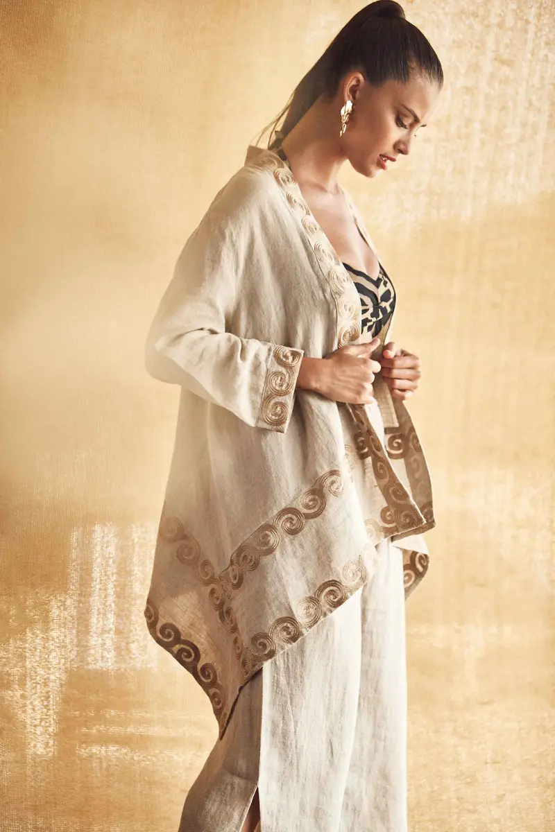 GIACCA PURO LINO PREGIATO | Colore: Beige | Taglia: M