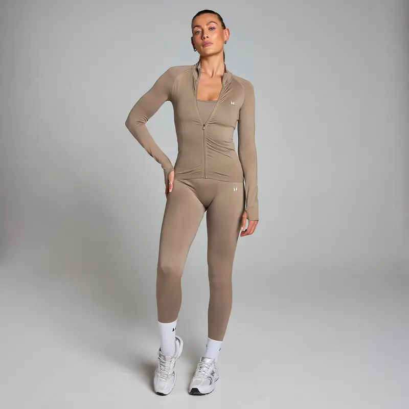 Giacca senza cuciture con cerniera integrale MP Shape da donna - Tortora chiaro - XS miniatura 2