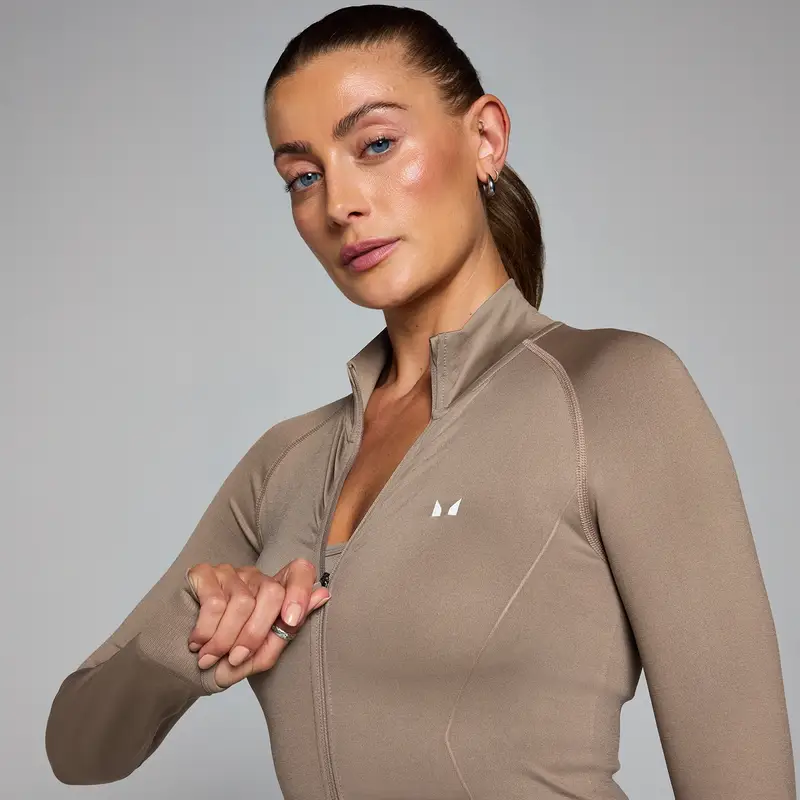 Giacca senza cuciture con cerniera integrale MP Shape da donna - Tortora chiaro - XS miniatura 3