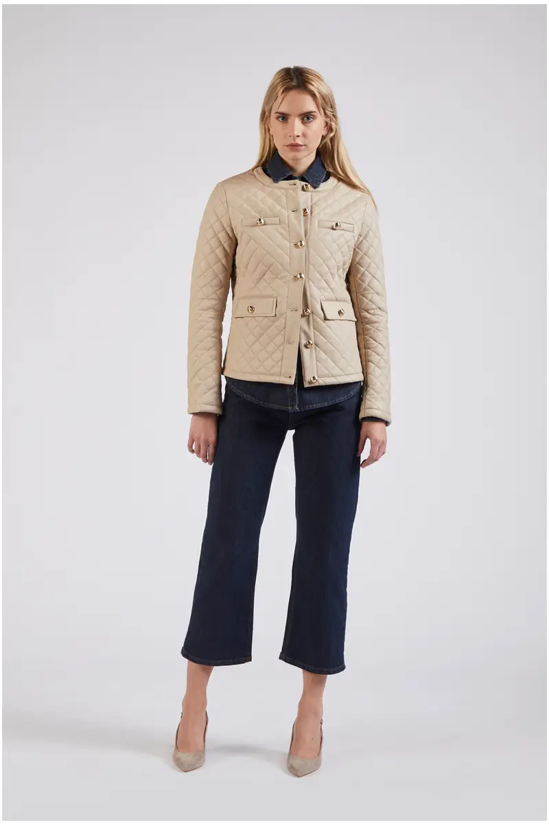 giacca similpelle con bottoni avena 44