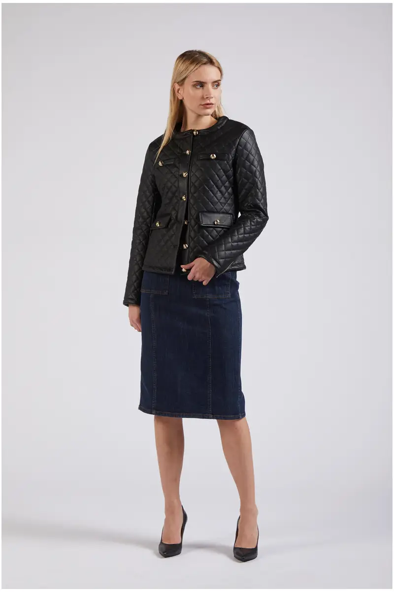 giacca similpelle con bottoni nero 46