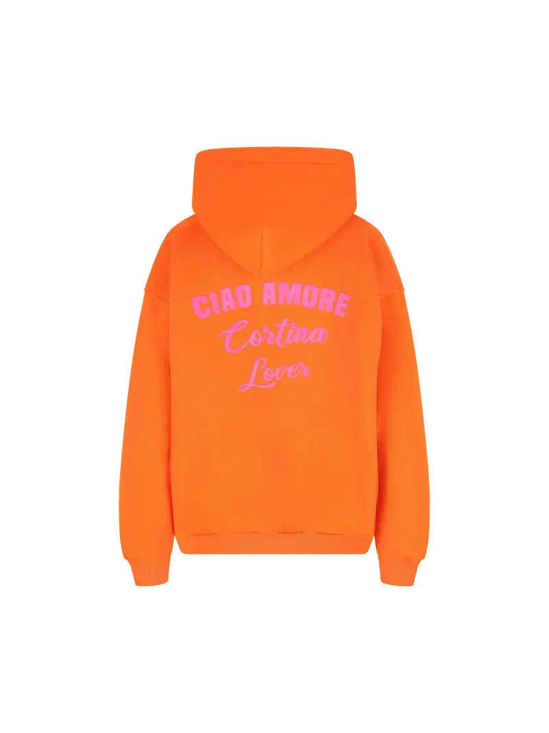 Felpa Con Cappuccio Ciao Amore Cortina Lover ARANCIONE miniatura 2