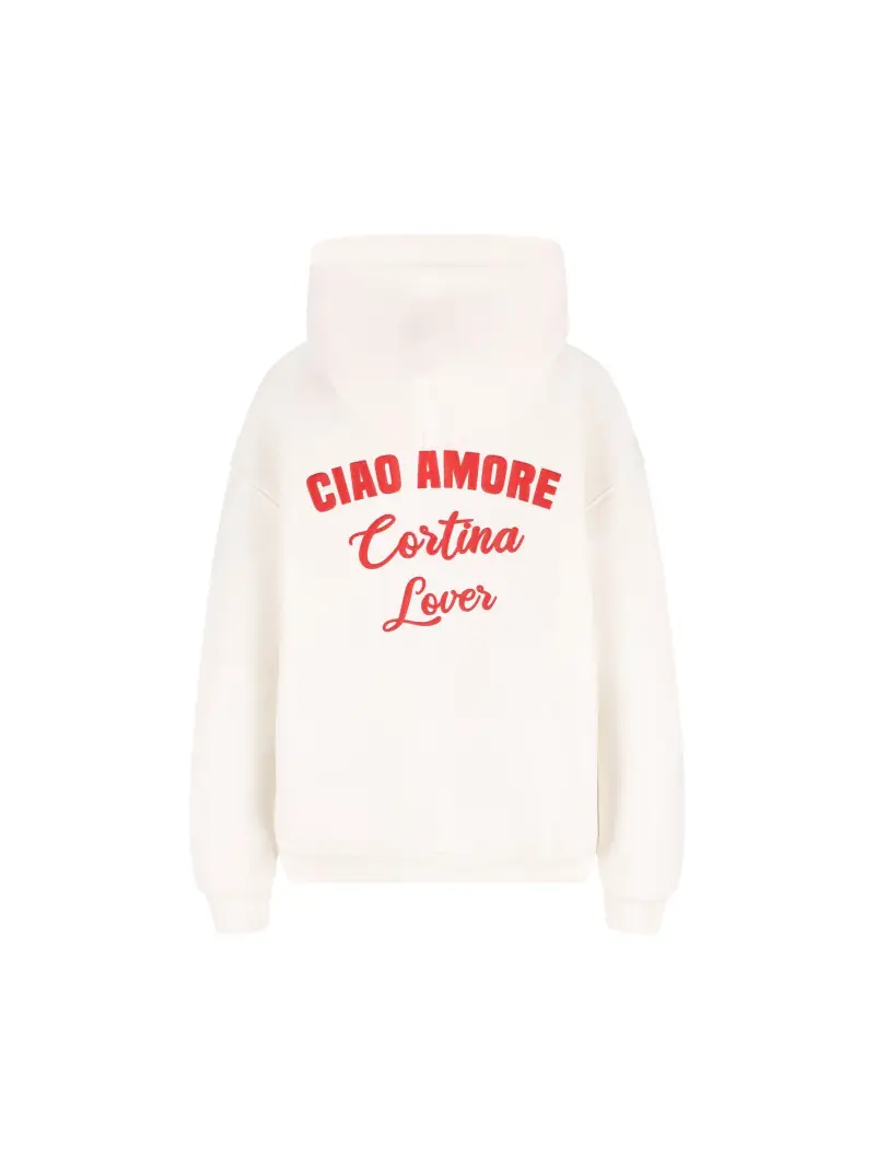 Felpa Con Cappuccio Ciao Amore Cortina Lover BIANCO miniatura 2
