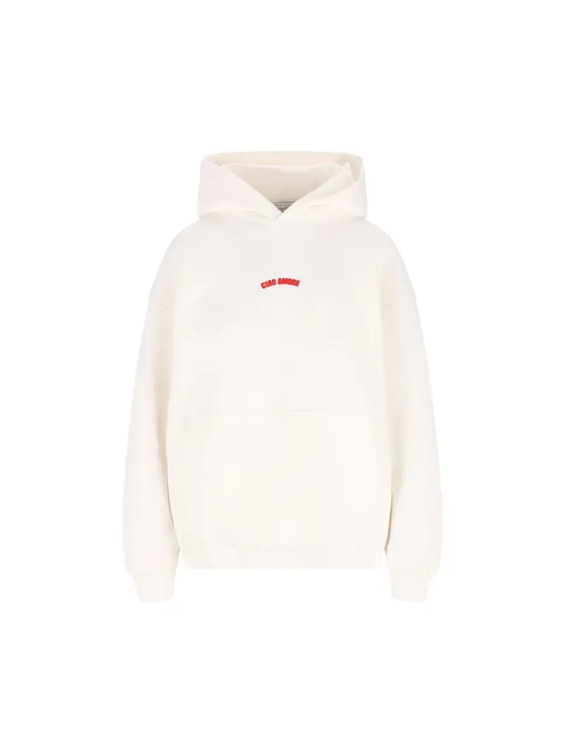 Felpa Con Cappuccio Ciao Amore Cortina Lover BIANCO