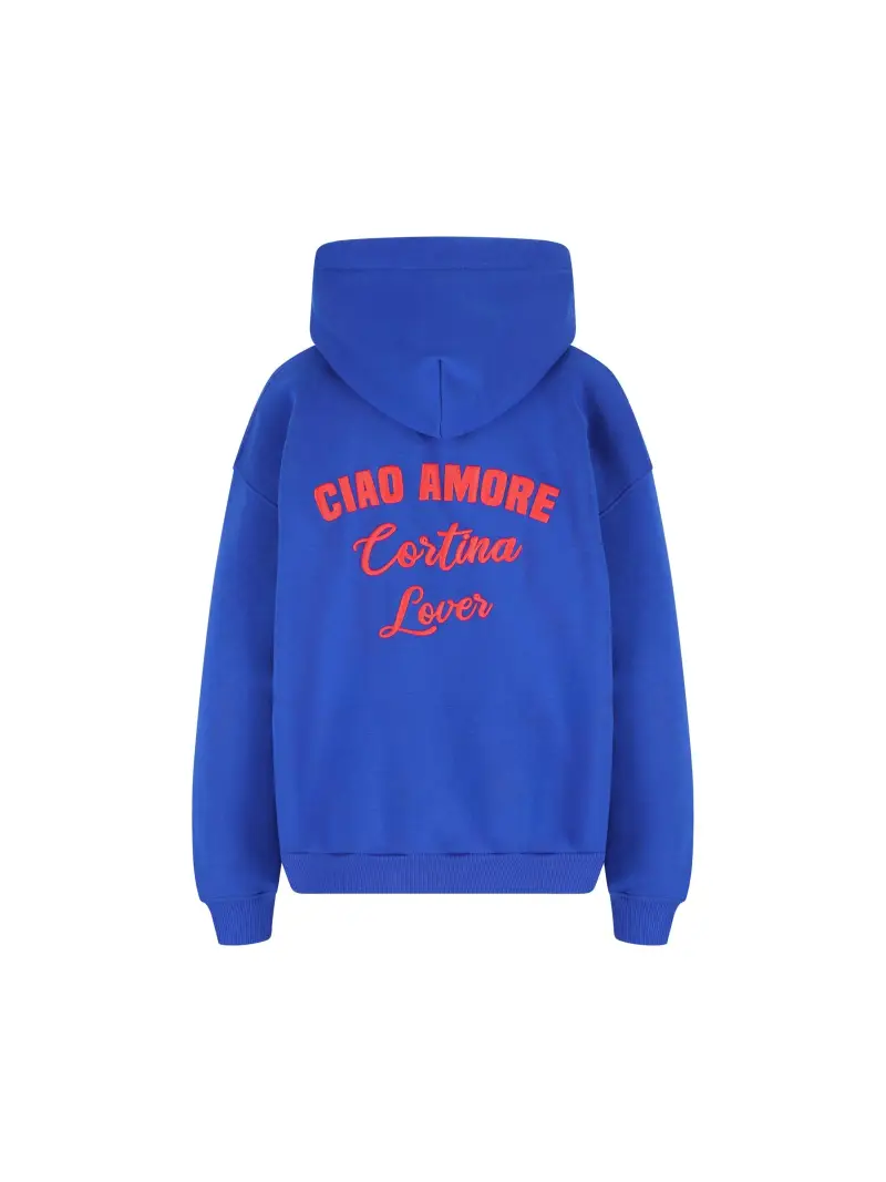 Felpa Con Cappuccio Ciao Amore Cortina Lover BLU miniatura 2