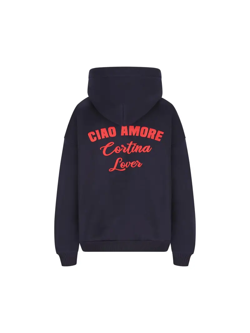 Felpa Con Cappuccio Ciao Amore Cortina Lover BLU miniatura 2