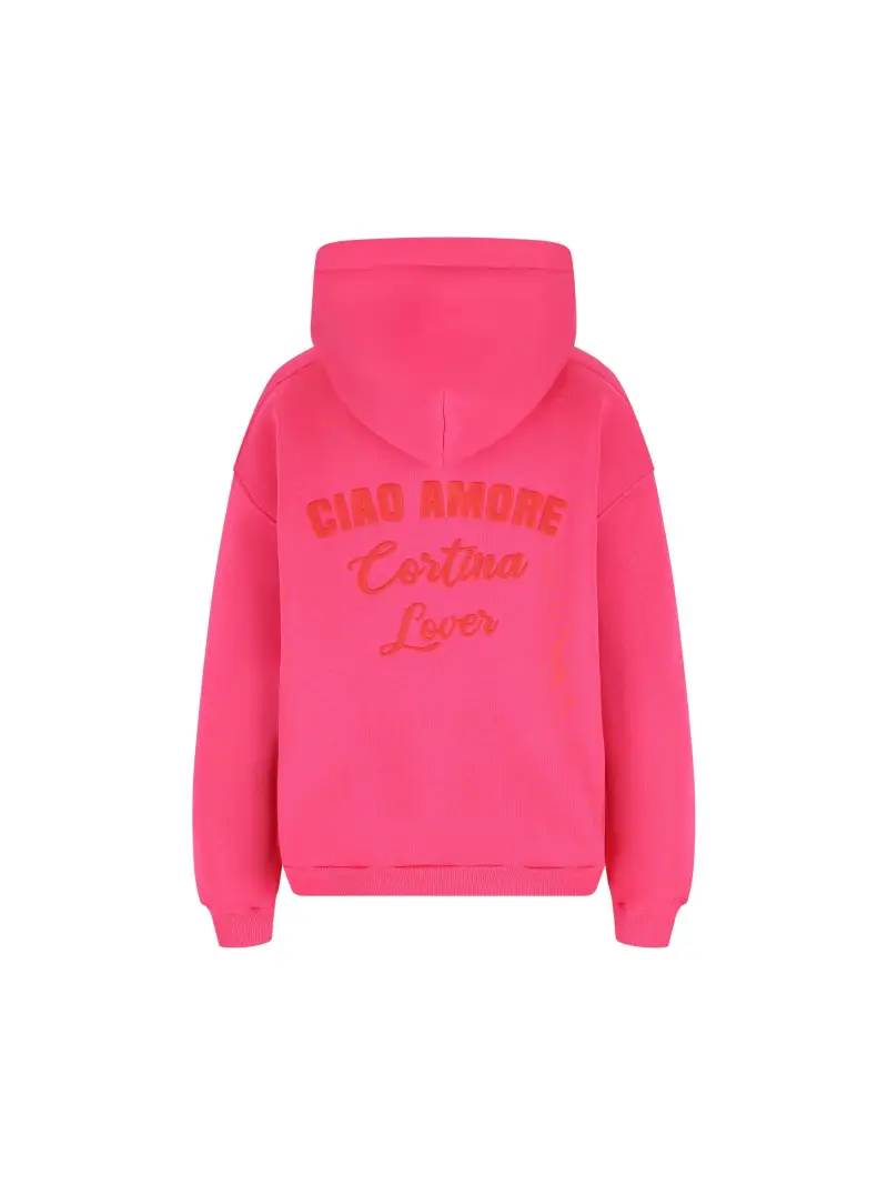 Felpa Con Cappuccio Ciao Amore Cortina Lover FUCHSIA miniatura 2