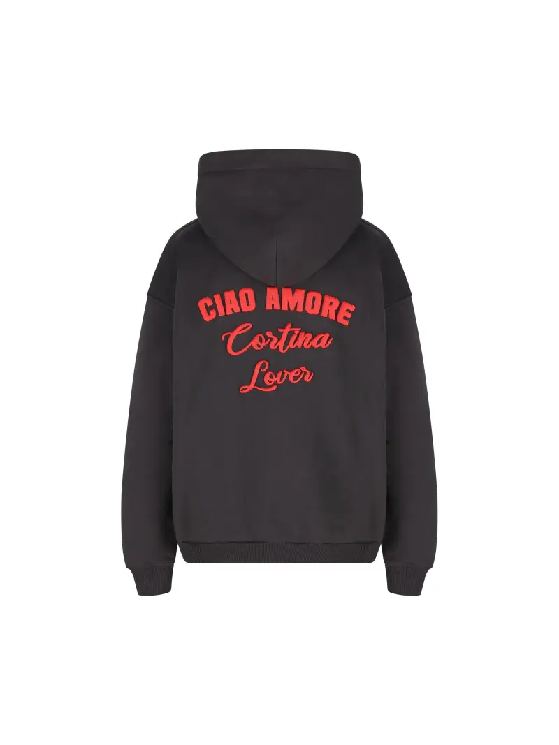 Felpa Con Cappuccio Ciao Amore Cortina Lover GRIGIO miniatura 2