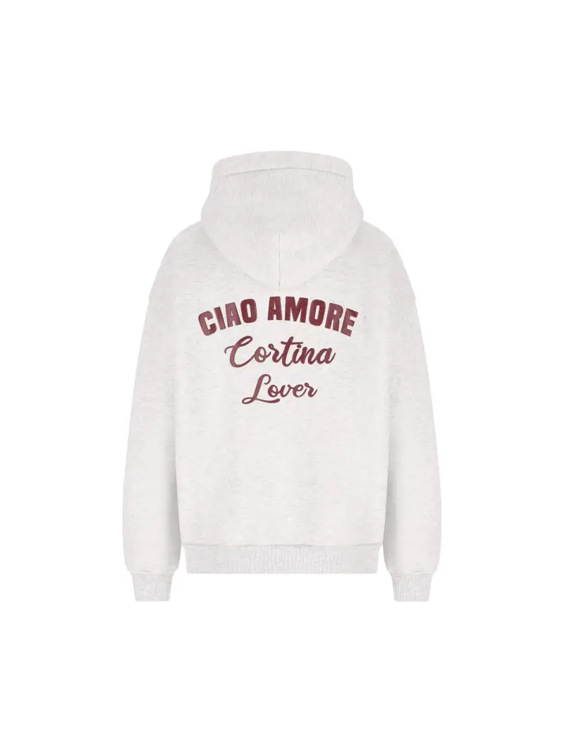 Felpa Con Cappuccio Ciao Amore Cortina Lover GRIGIO miniatura 2