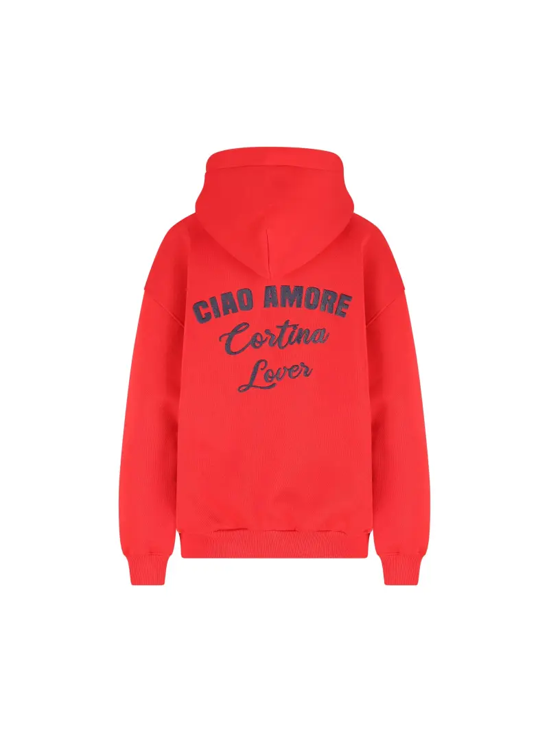 Felpa Con Cappuccio Ciao Amore Cortina Lover ROSSO miniatura 2