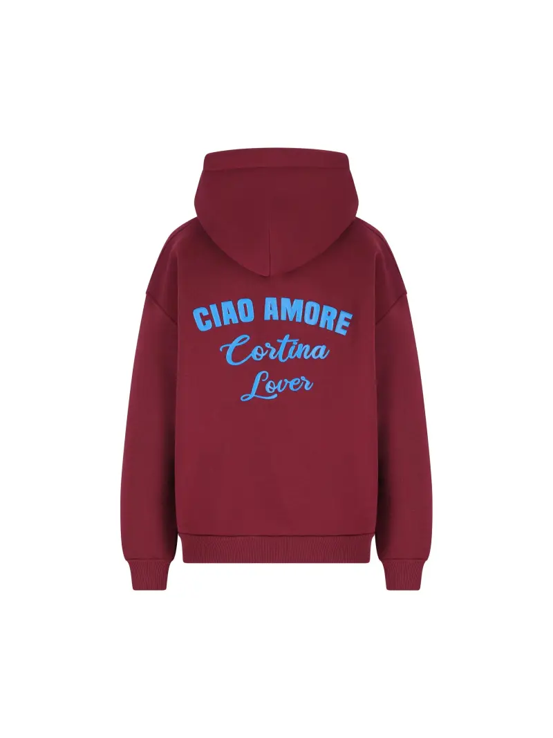Felpa Con Cappuccio Ciao Amore Cortina Lover ROSSO miniatura 2