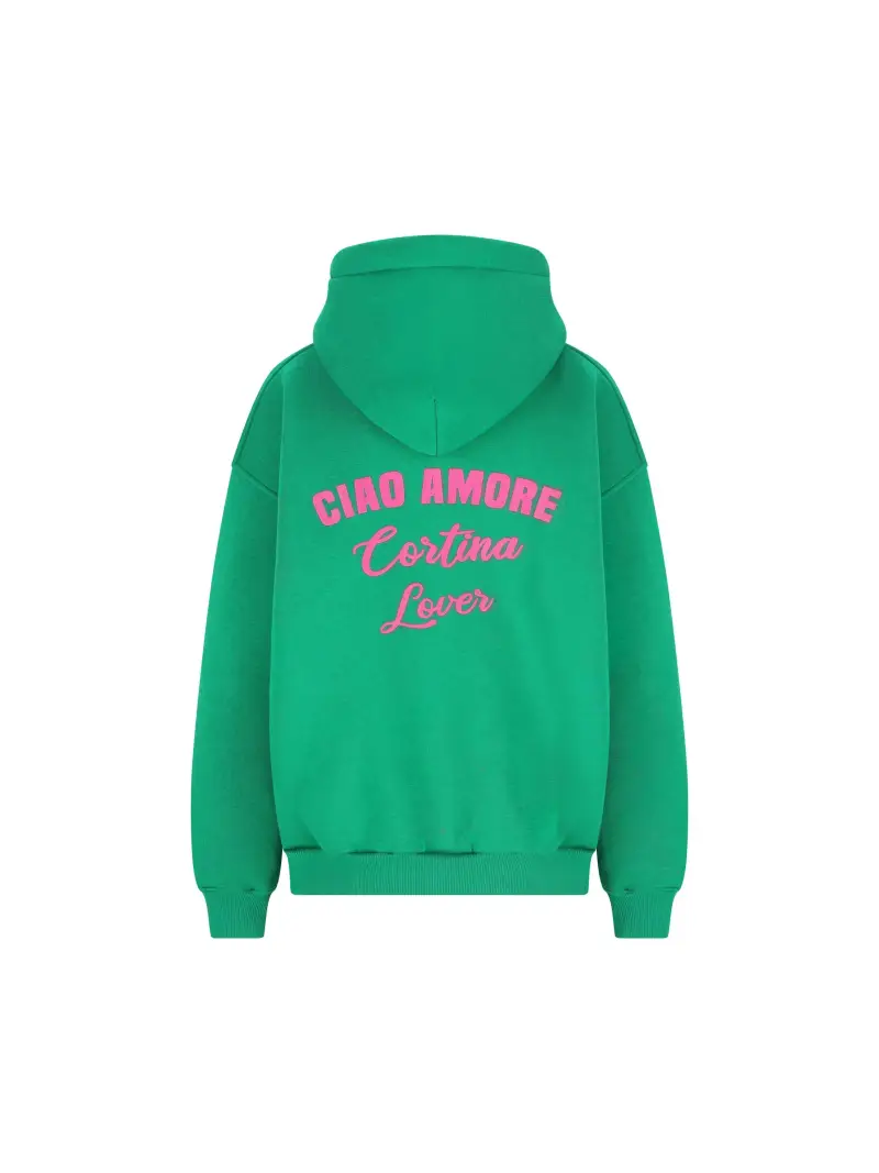 Felpa Con Cappuccio Ciao Amore Cortina Lover VERDE miniatura 2