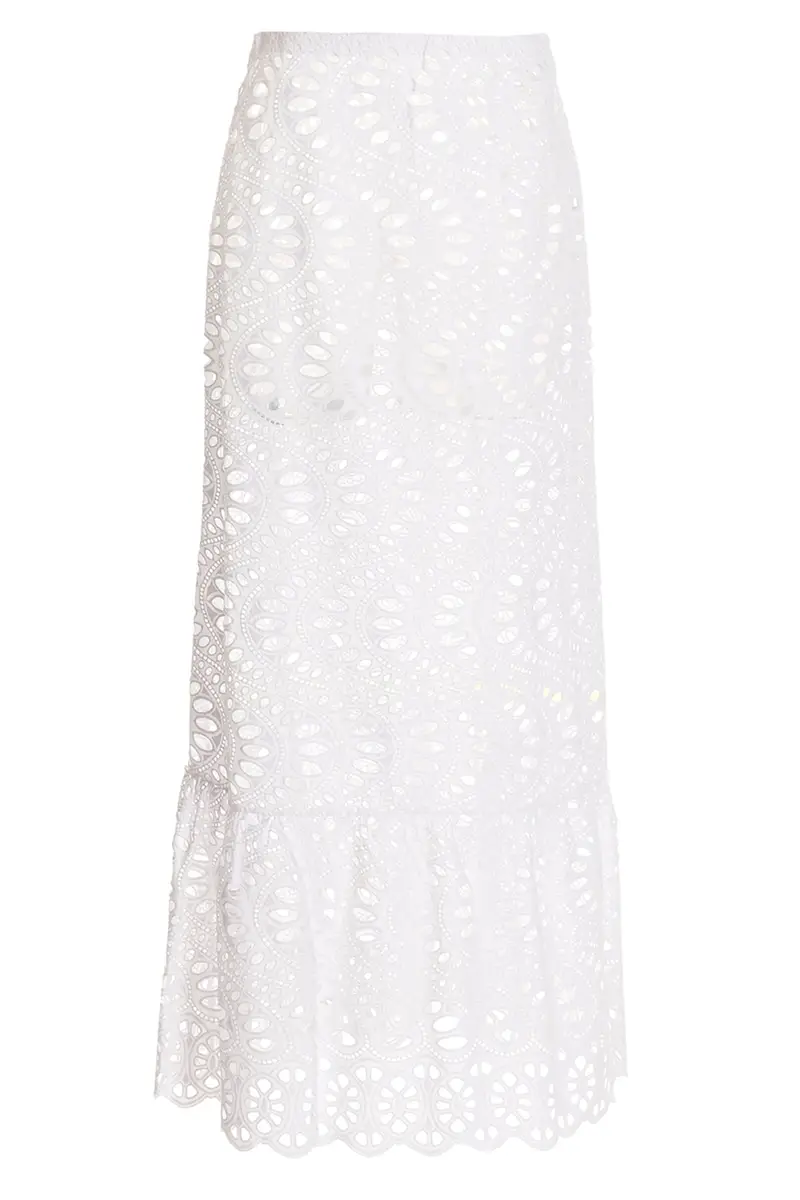 Gonna Lunga Macramè Bianco