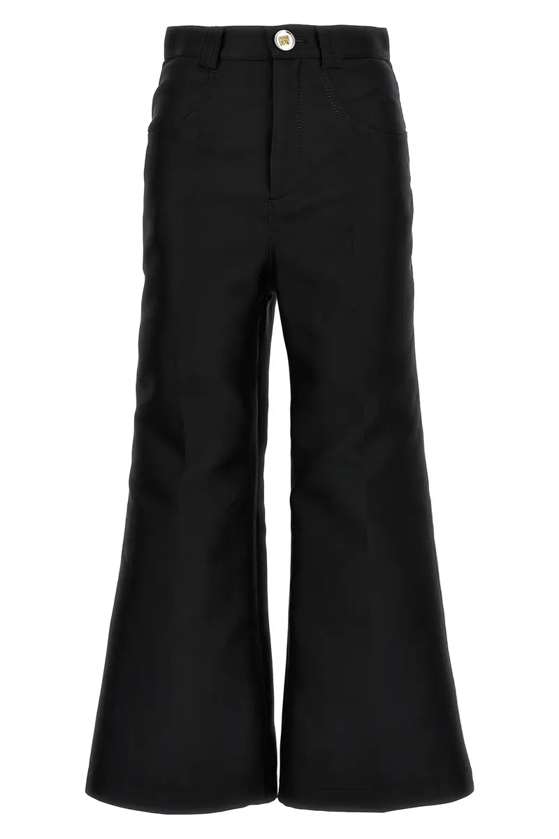 Pantalone Cropped Misto Seta Nero