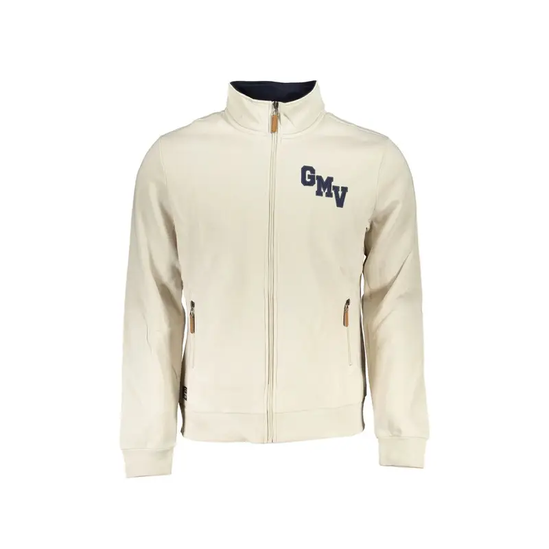 Felpa Uomo Bianca con Zip Felpata Ricamo Logo Bianco