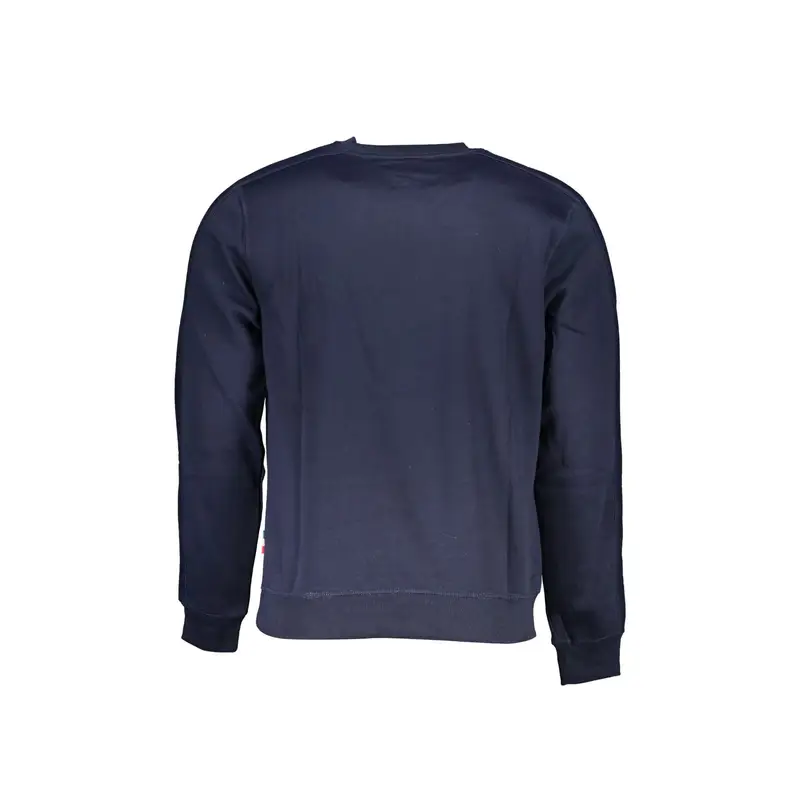 Felpa Uomo Blu Girocollo Felpata Ricamo Logo miniatura 2