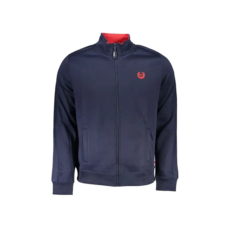 Felpa Uomo Blu Zip Felpata Logo