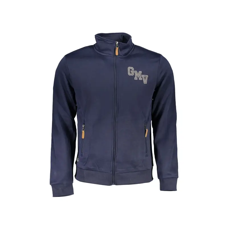 Felpa Uomo Blu Zip Felpata Logo
