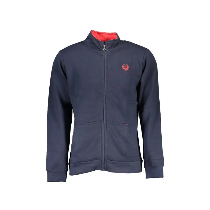 Felpa Uomo Blu Zip Logo