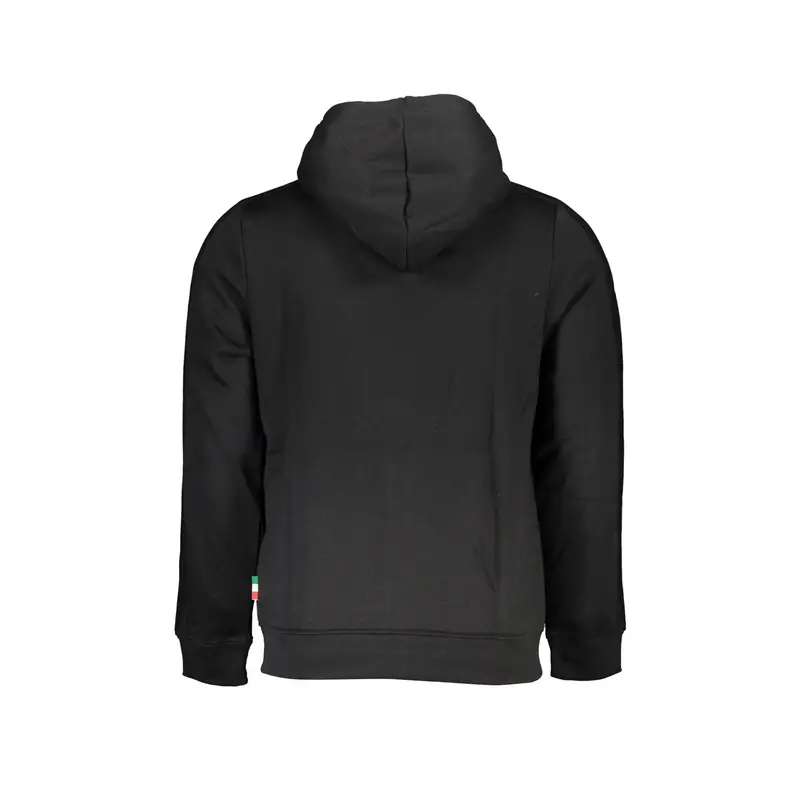 Felpa Uomo Nero Cappuccio Zip Felpata Logo miniatura 2