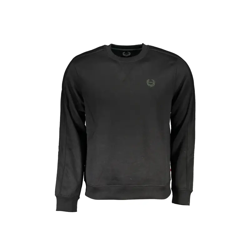 Felpa Uomo Nero Girocollo Felpata Logo