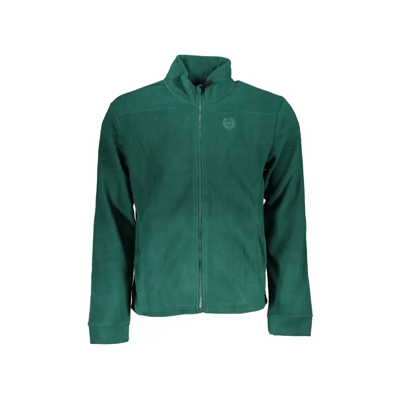 Felpa Uomo Verde Zip Pile Logo
