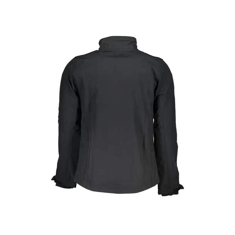 Giacca Sportiva Uomo Nera Soft Shell Zip Tasche Applicazione Logo Nero miniatura 2