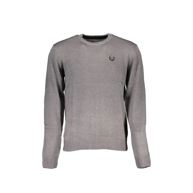 Maglia Uomo Grigia Girocollo con Ricamo e Logo Grigio