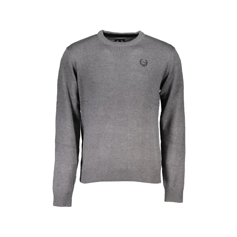 Maglia Uomo Grigia Girocollo Maniche Lunghe Logo Grigio