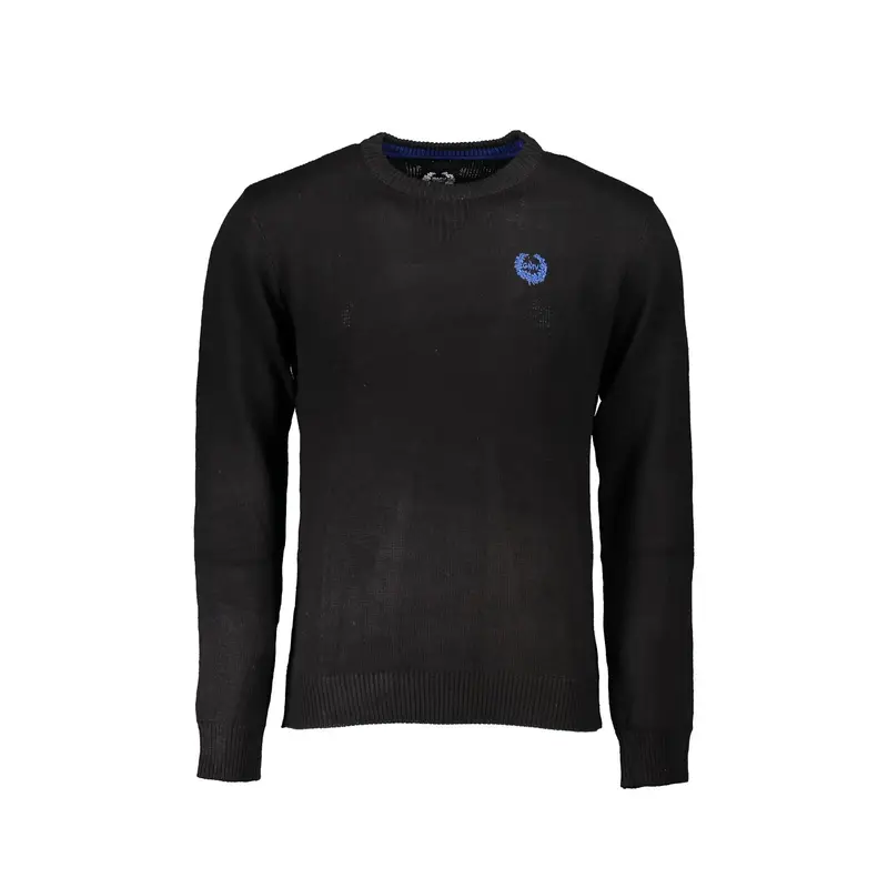 Maglia Uomo Nera Girocollo Maniche Lunghe Logo Nero