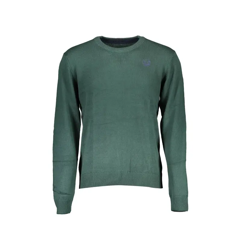 Maglia Uomo Verde Girocollo con Ricamo e Logo