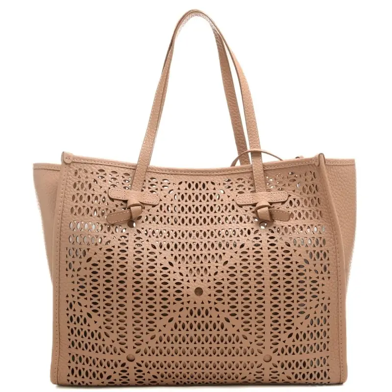 borsa a spalla da donna marcella con design geometrico traforato beige