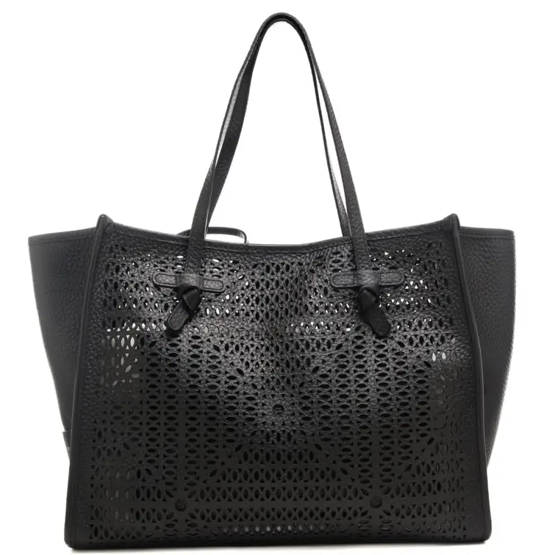 borsa a spalla da donna marcella con design geometrico traforato nera