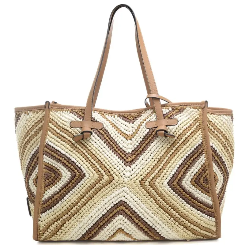 borsa a spalla da donna marcella in tessuto intrecciato con design geometrico cuoio