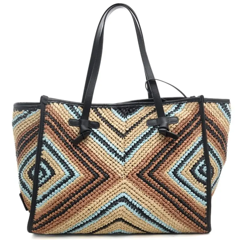 borsa a spalla da donna marcella in tessuto intrecciato con design geometrico nero